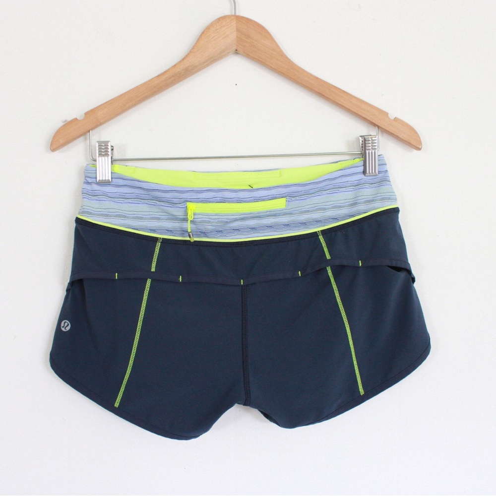 lululemon athletica Navy and Neon Yellow Athletic Shorts
